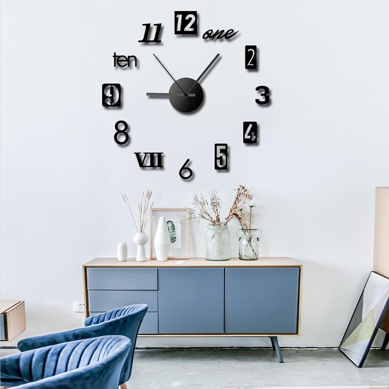 European Diy Creative Clock Simple Wall Clock Wall Punch-Free Living Room Home Bedroom Wall Sticker Silent Clock