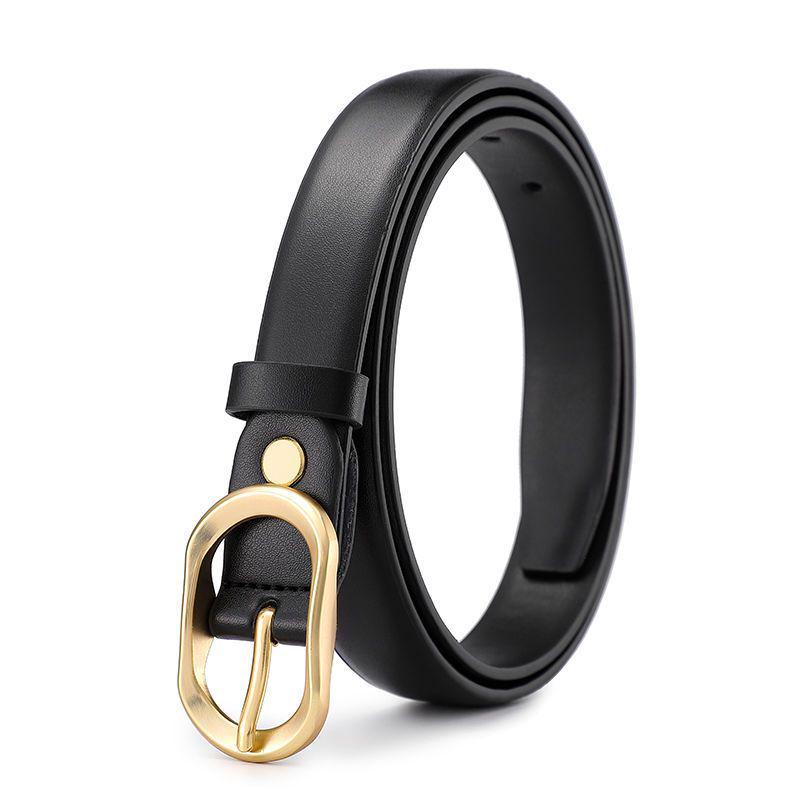 Korean Style Women's Dress with Decorative Belt and Alloy Pin Buckle - Versatile Casual Thin Waistband