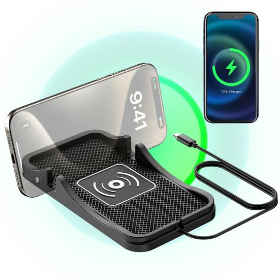 Wireless Phone Charger Car Charging Pad with Non-Slip Base IPX5 Waterproof Universal 20W Phone Cordless Charging Mat