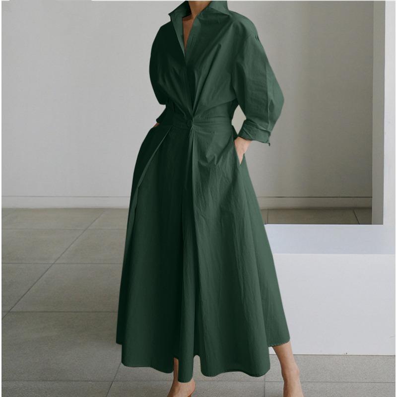 Elastic High-waisted Slimming Temperament Preppy Cardigan Dress