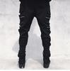 Men's Slim Fit Chinese Style Work Pants with Zipper and Ribbon Detail