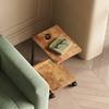 YeTom Side Table with Casters, Movable Bedside Table, Side Wagon, L-Shaped Table, 37cm Wide x 26cm Deep x 53cm High (with Casters), Vintage