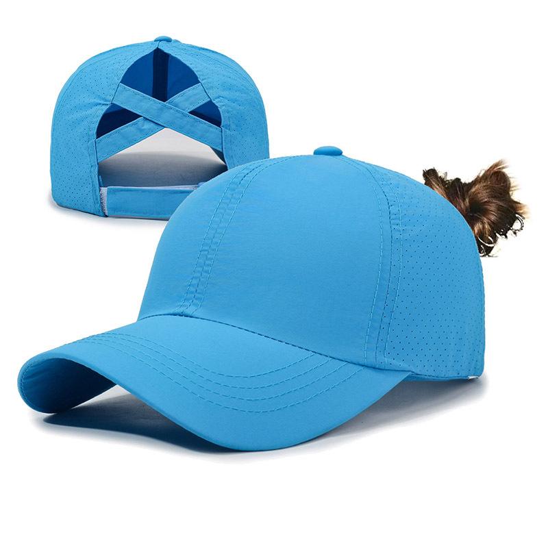 YIRAN Dayang hat Nieuwe Zomer Dames Kruisband Kruis Paardenstaart Baseballpet, Lichtgewicht Sneldrogend Ademend Zon Hoed 56-60cm