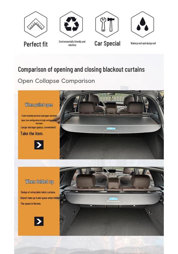 Geely ICON Trunk Cargo Cover & Partition Board: Fits 26 Models