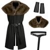 Medieval Knight Costume With Faux Fur Collar For Cosplay And Halloween Role Play