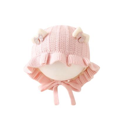 Süße Prinzessin Wollmütze mit Gehörschutz für Babys & Kleinkinder - Stilvolle Spitze zum Binden für Herbst & Winter