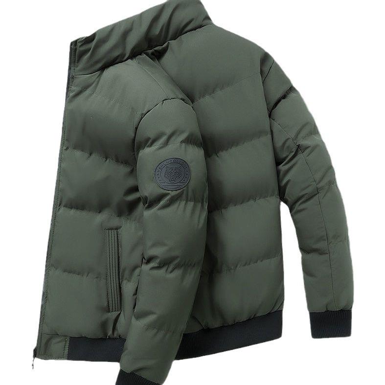 Brand Men's Winter Cotton Jacket, Autumn/Winter Warm Velvet Slim Fit, Versatile Fashion Casual with Stand Collar.