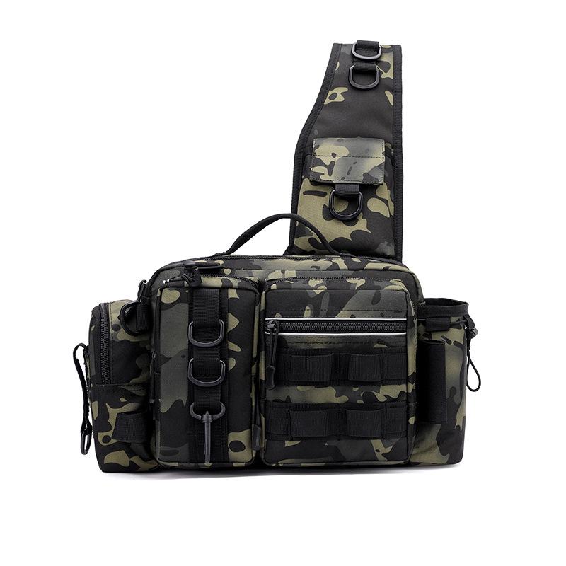 Men's Tactical Multi-Functional Fishing Waist Bag - Large Capacity, Waterproof, Single Rod Storage, Cross-Body Outdoor Backpack