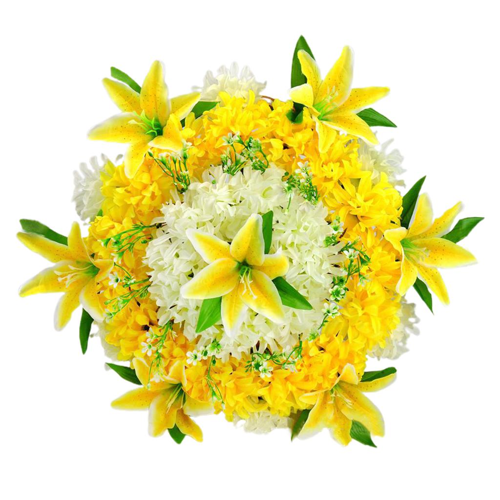 Cemetery Wreath Artificial Memorial Wreath Plastic Loop Silk Cloth Flower 50cm Diameter