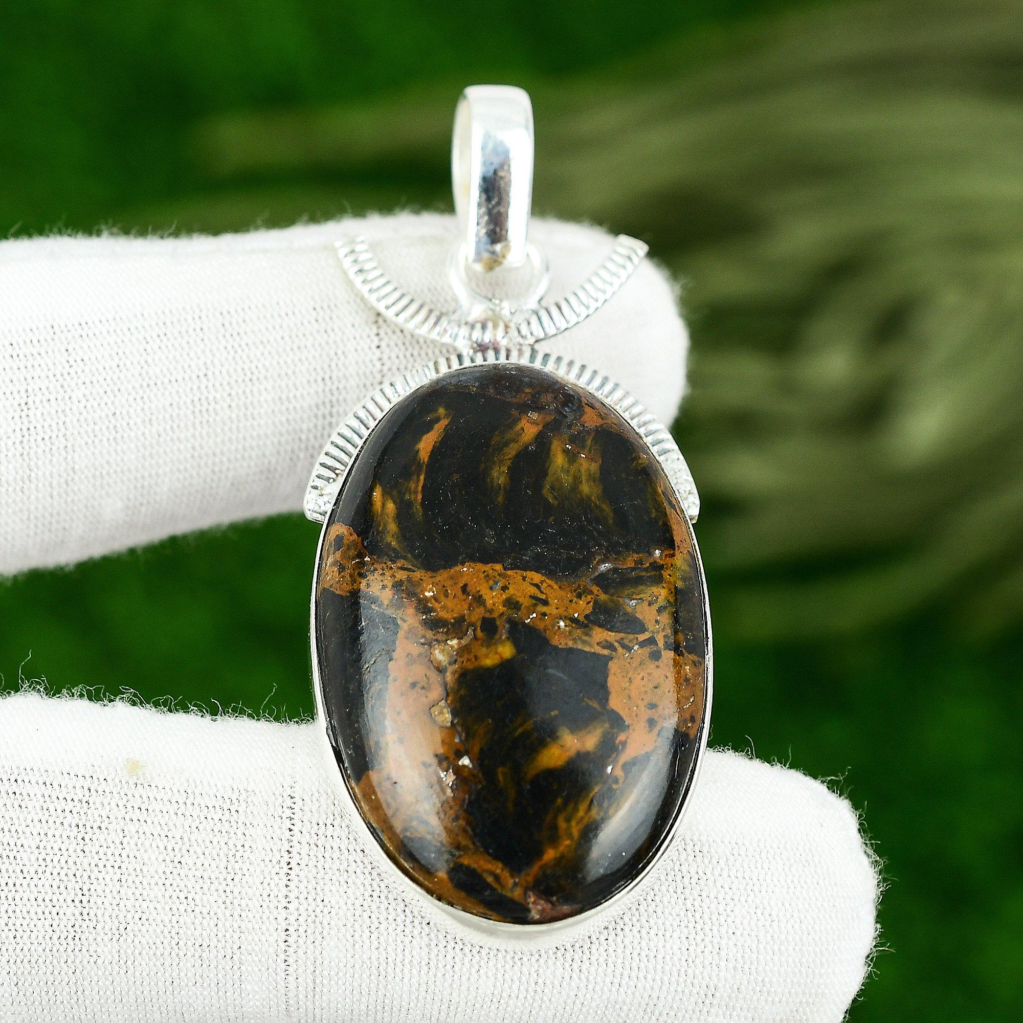 925 Sterling Silver Oval Natural Bauxite Sister Engagement Anniversary Pendant