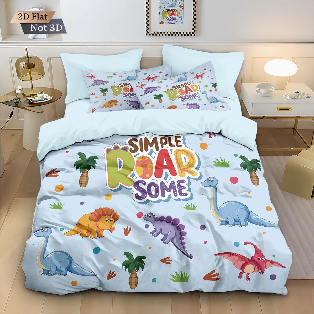 Temu Children s Dinosaur Cartoon Duvet Cover Set - Three-Piece Bedding Set 135x200 cm