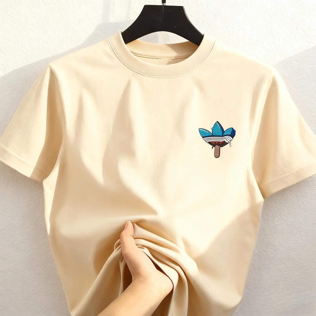 New Best-selling  Street Pure Cotton Cartoon Printed Round Neck Heavy Men's and Women's Oversized Short-sleeved Leisure T-shirt