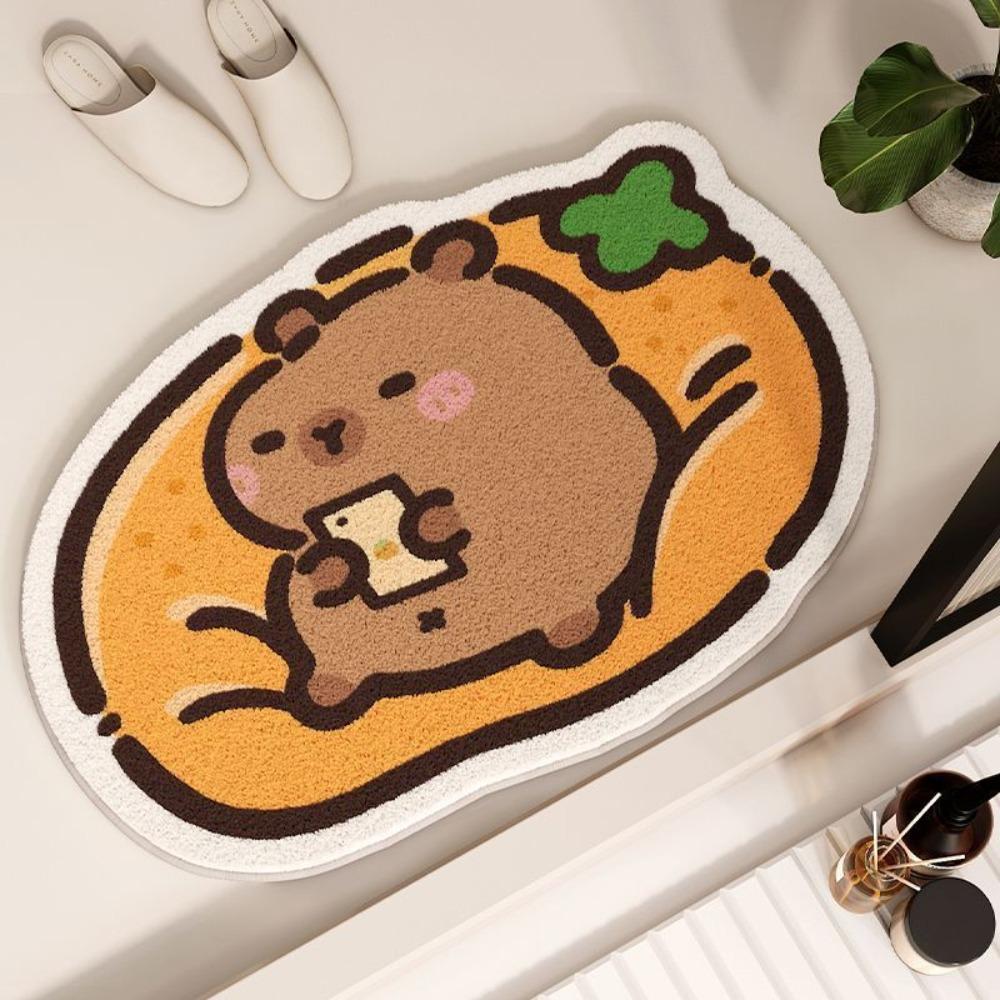 Kawaii Capybara Floor Mat Non-slip Water Absorption Bath Mat Soft Carpets Living Room Decor