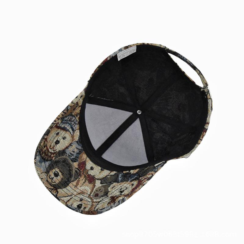 Trendy Cute Bear Print Hard Top Baseball Cap, Unisex Sun Protection Duckbill Cap, Daily Cotton Sport Cap