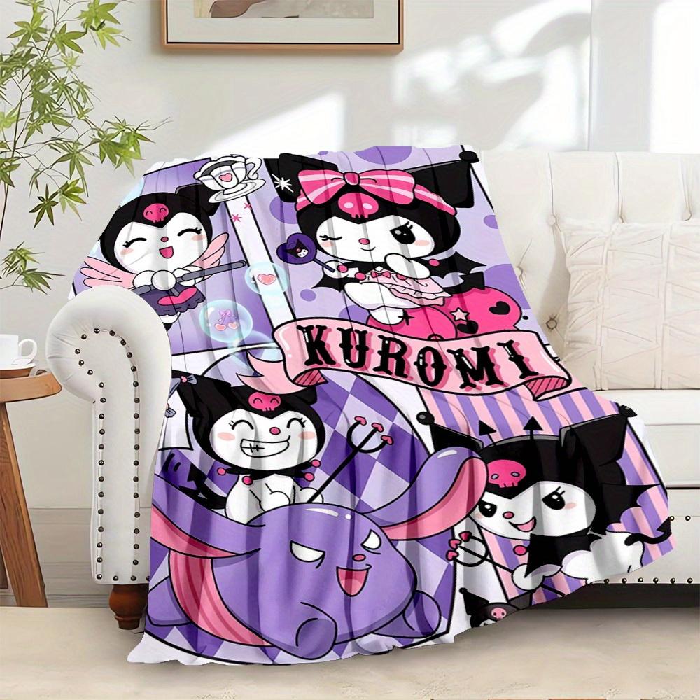 

1pc Kuromi Flannel Blanket - Seasonal Home Decor, Seasonal, Comfortable, Machine Washable Gift for All Ages, Suitable for All Family Availab 130x150cm