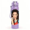 1PC Woman Messy Hair Portrait Art Print 750ml Color Plastic Sports Water Bottle Leakproof Flip Straw Lid Suitable for Sports Office Home Use