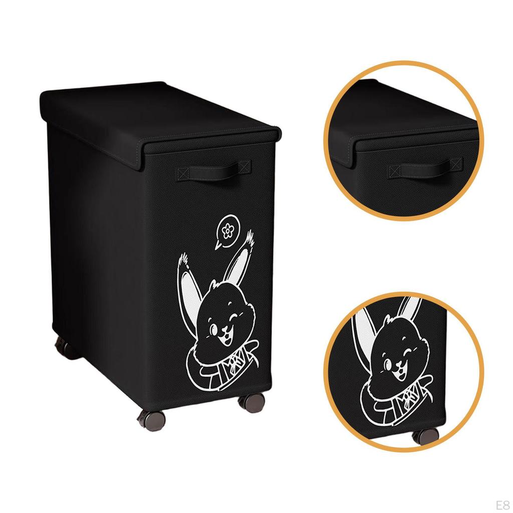 Laundry Basket with Wheels And Lid for Under The Desk, Storage Cafe,
