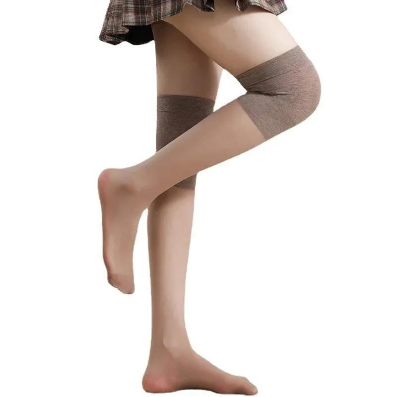 Spitzen-Dünnstrumpfhosen Für Damen Patchwork Enge Strumpfhosen Hoher Schlauch Über-Knie-Socken Atmungsaktiv Durchsichtig Damen-Dessous one size gray
