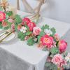170/180CM Künstliche Pfingstrosen-Blumenranke mit Eukalyptusblättern UV-beständig Realistisch Hängende Kunstblumen-Rattanranke für Hochzeitsparty Heimdekoration