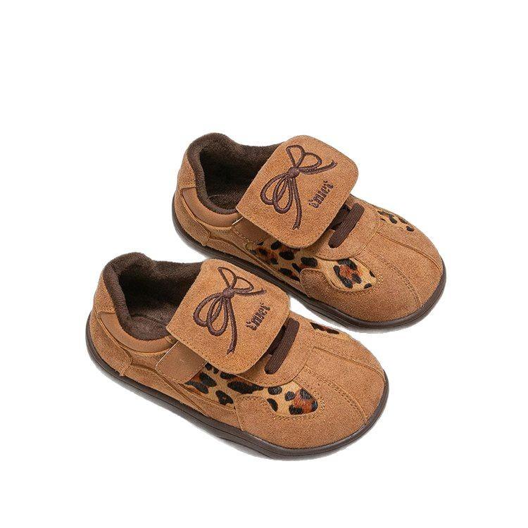 Girls' Shoes Spring and Autumn 2025 New Korean Children's Sports Shoes 6-12 Years Old Little Girl Leopard Print Board Shoes German Training Shoes