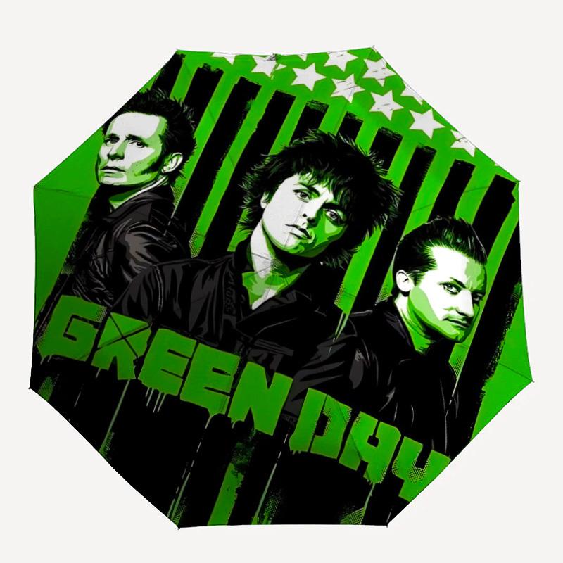 

1PC Green Day Automatic Folding Umbrella - Compact 8-Rib Design, Durable Plastic & Iron, Daily Use F010649