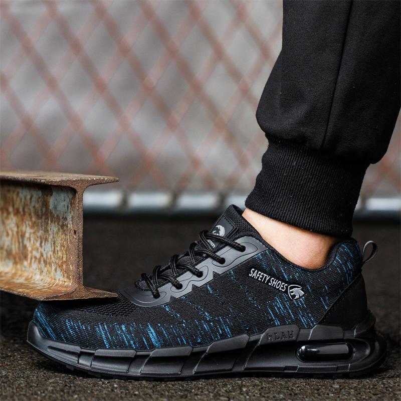 Security Anti-static Men Work Shoes Anti Puncture Anti Smashing Safety Shoes Air Cushion Indestructible Sneakers Breathable Mesh
