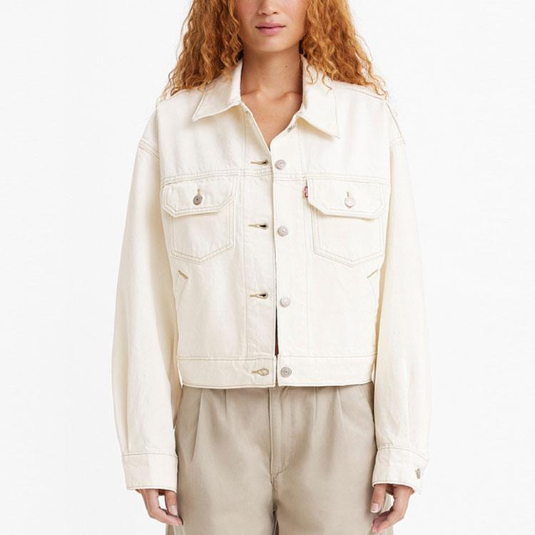 Levis SS23 Cool Series Solid Color Multi-Pocket Denim Jacket Women jackets White A4853-0001
