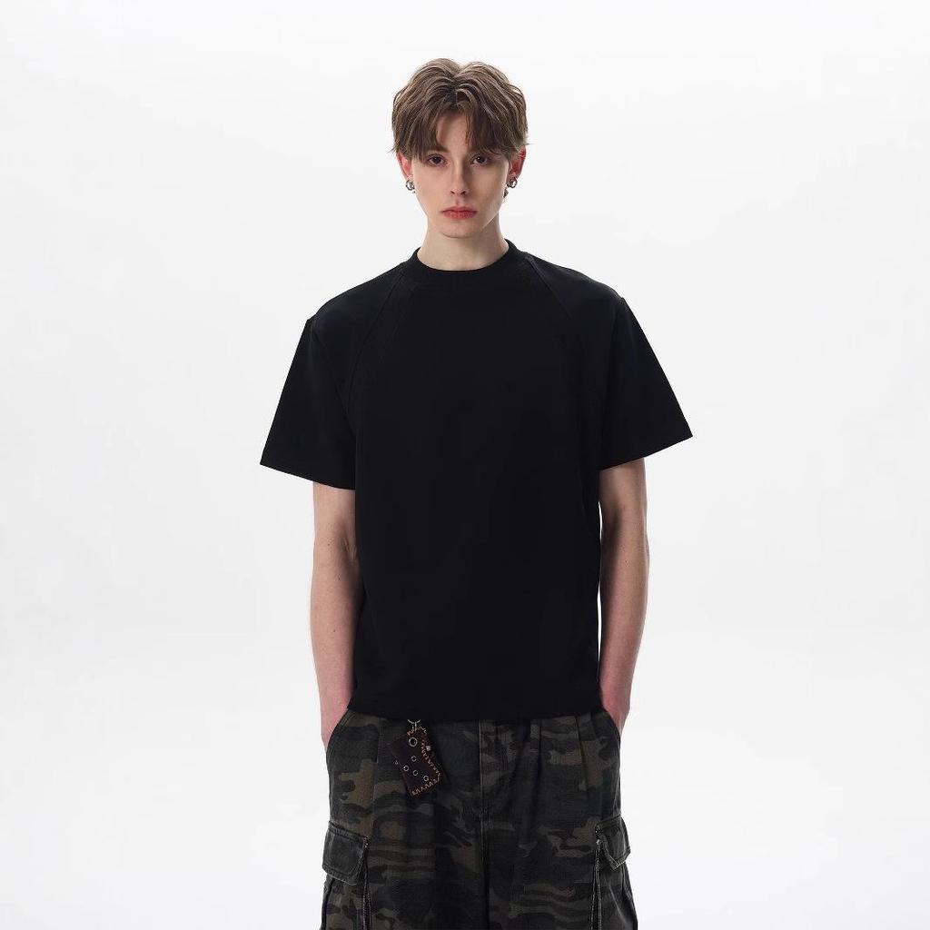 Men's 2026 Summer Patchwork Short-Sleeve T-Shirt - Loose, Trendy, American Cleanfit Design