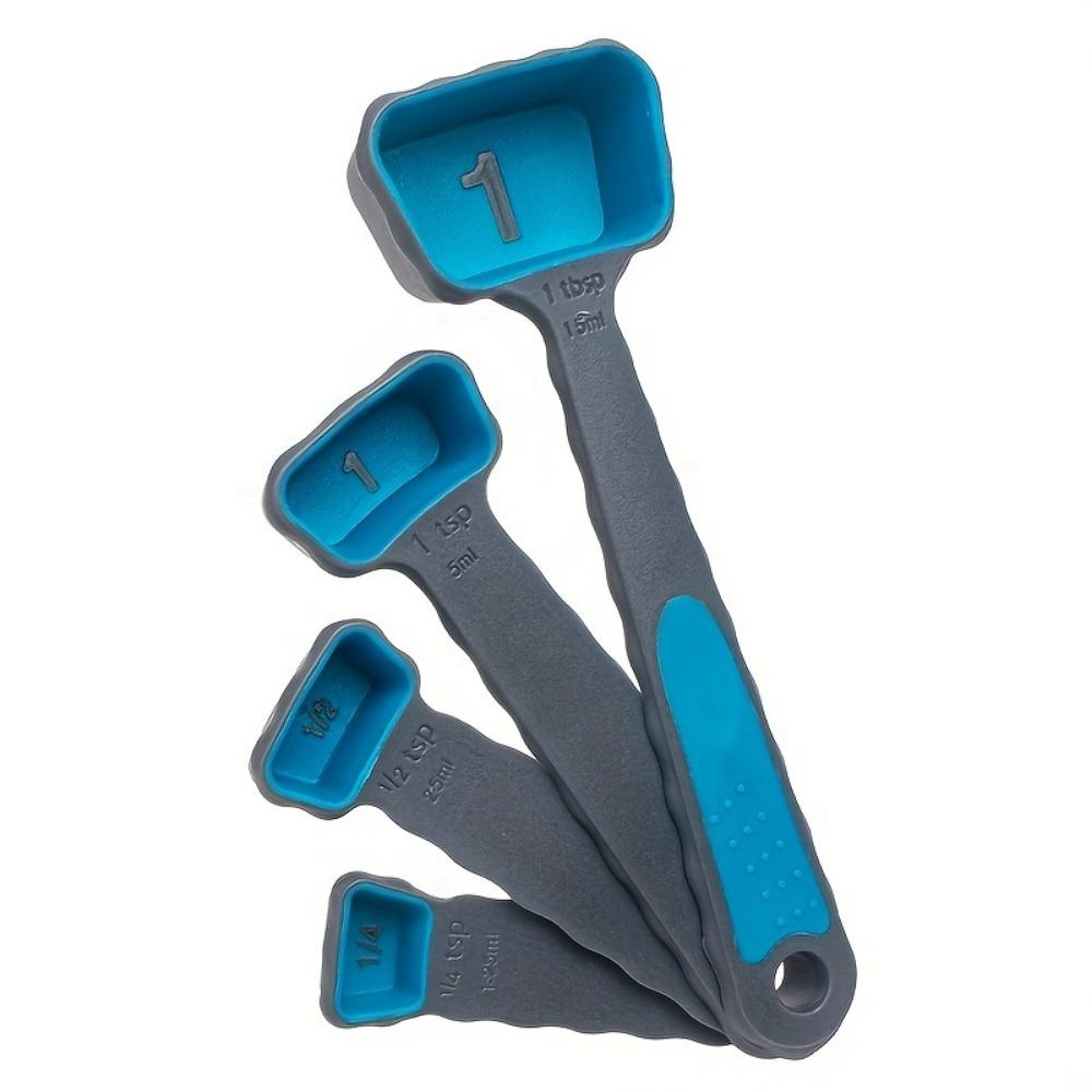 

4/8 шт., набор мерных стаканов и ложек, складные мерные стаканы, измерительные инструменты с гравировкой метрических единиц Measuring Spoon синий