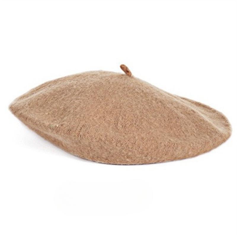 

Шерстяной берет женский осенне-зимний ретро универсальный кепки конфетного цвета с восьмиугольным батончиком one size верблюд