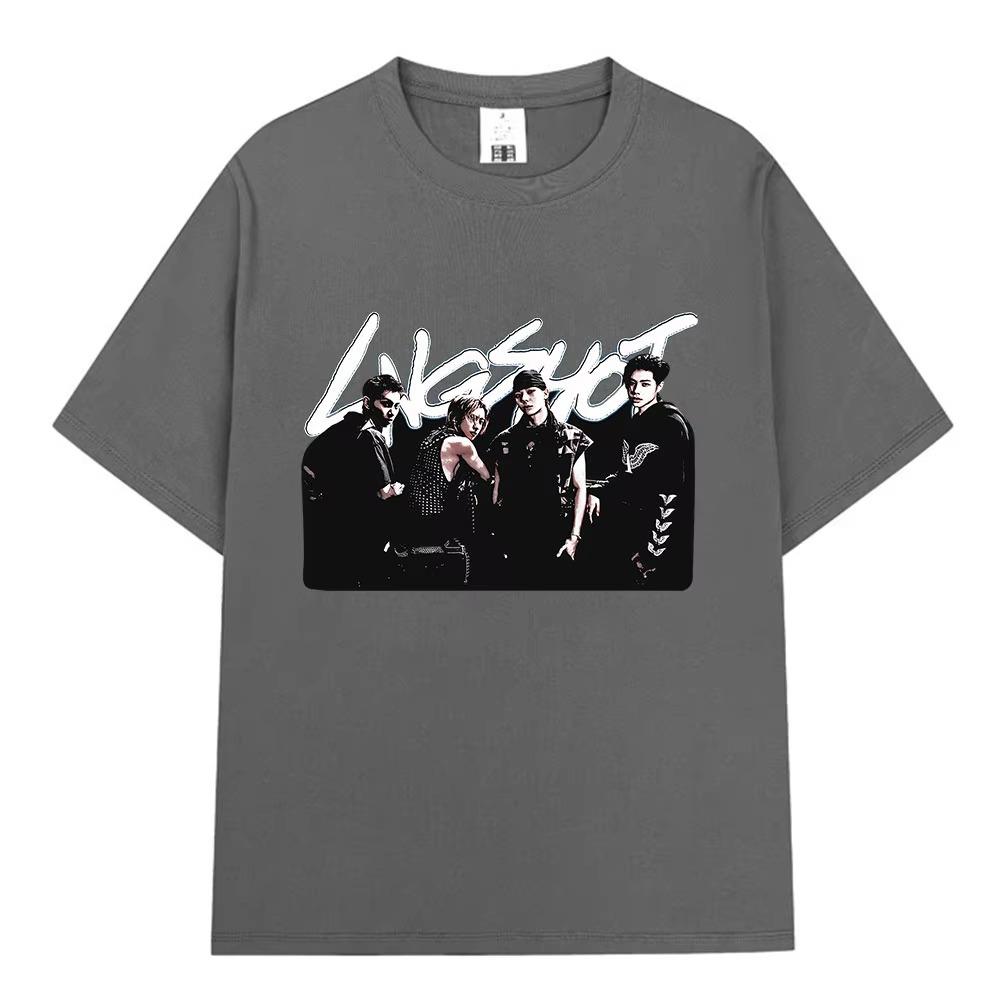 Korean Kpop Hip-hop Group Lngshot T-shirt Men's and Women's Fashion Casual Short-sleeved T-shirt Streetwear