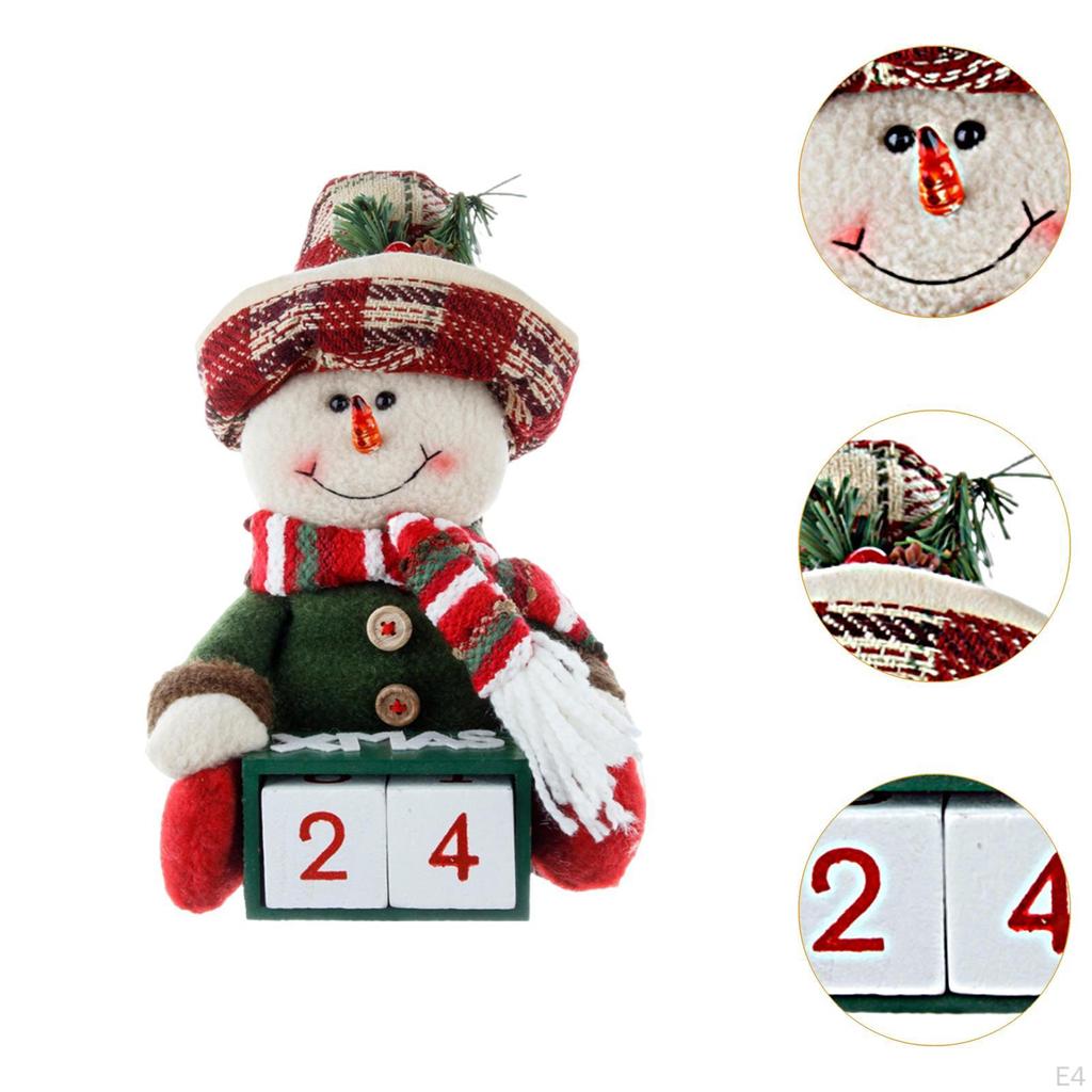 Calendrier de l'Avent en Bois avec Figurines et Poupées pour la Saison de Noël