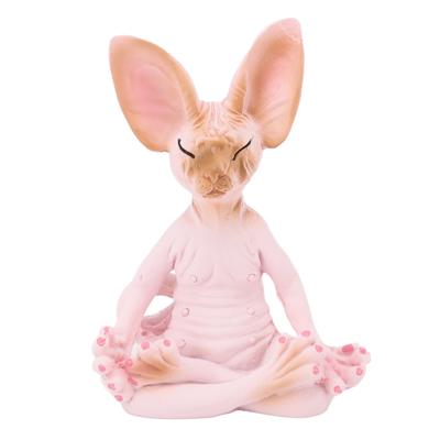 Kot Medytujący Statua Żywe Detale Kot Medytujący Figurki Kolekcjonerskie do Domów Biura Sala do Jogi