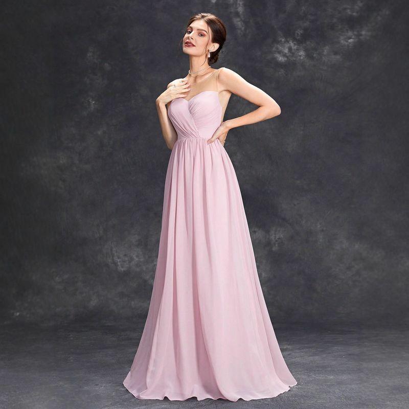 Amazon Foreign Trade Women's Off-Shoulder Bridesmaid Dress European and American Cross-Border Summer New Chiffon A-Line Dress Strapless Dress
