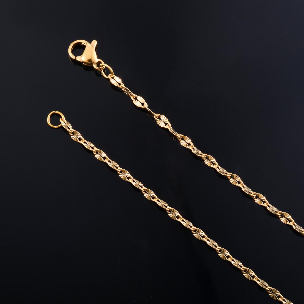 Yadreva Lip Embossed Chain 2.5mm Thin Stainless Steel Necklace Handmade Link Waterproof Jewelry Accessories