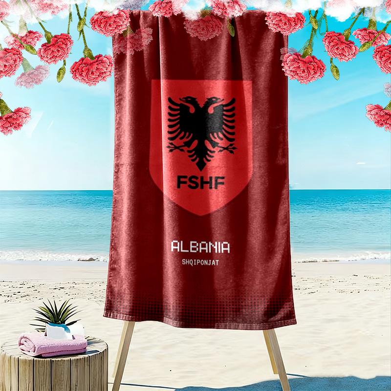 Toalla de Playa Estampada de la República de Albania, Toalla Grande Suave de Secado Rápido para Playa, Camping, Natación