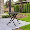 Table De Jardin - AKTIVE - Ronde Pliante - Métal - Ø60 Cm - 2 Personnes - Noir/Blanc