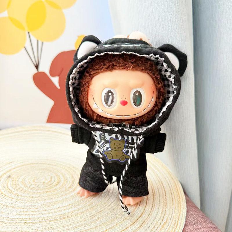 

Для 15/17 см Милая кукла Лабубу Одежда Черно-белый Медведь Худи Свитер Комплект Куклы Лабубу V1 V2 Одежда для мальчика Игрушки Аксессуары Подарок No doll