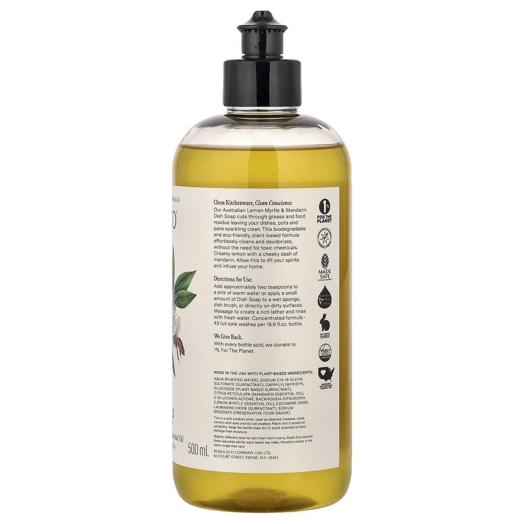 Koala Eco, Natural Dishwasher Cleaner, Australian Lemon Myrtle & Mandarin Essential Oils, 500ml (16.9 fl oz)