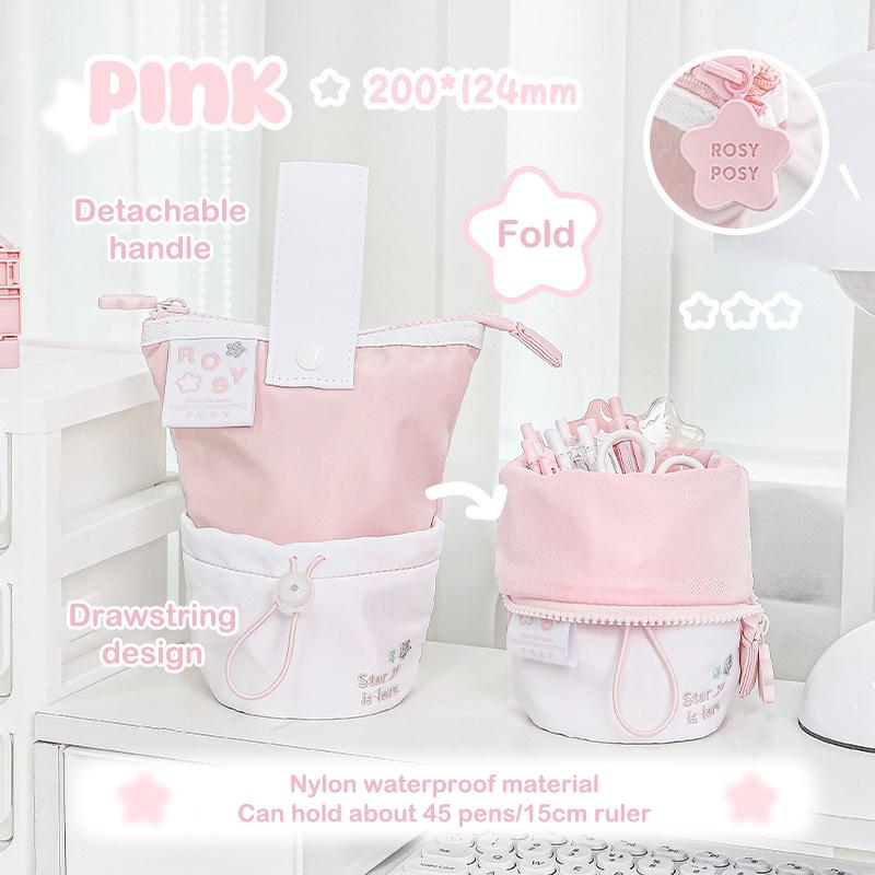 Kawaii Foldable Vertical Pencil Case Portable Large Capacity Stationery Storage Bag Cute Stationery Bag Pen Bag Gifts