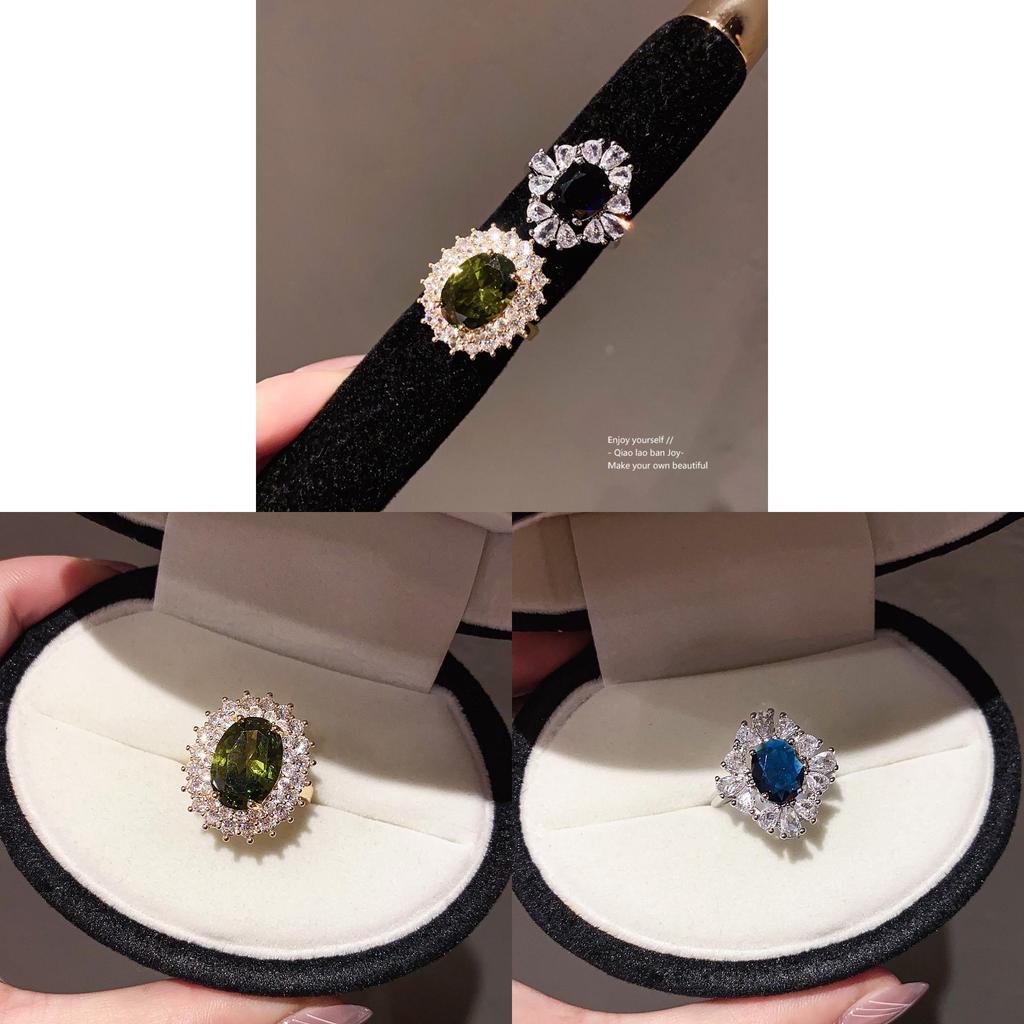 Geometric Oval Zircon Open Ring For Women Elegant Fashion Jewelry
