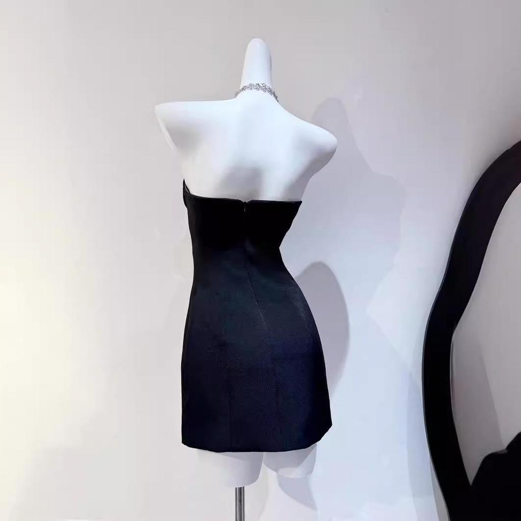Korean Flower Slim Tube Dress, Summer 2024 - Stylish OL A-line Skirt with Hollow Design
