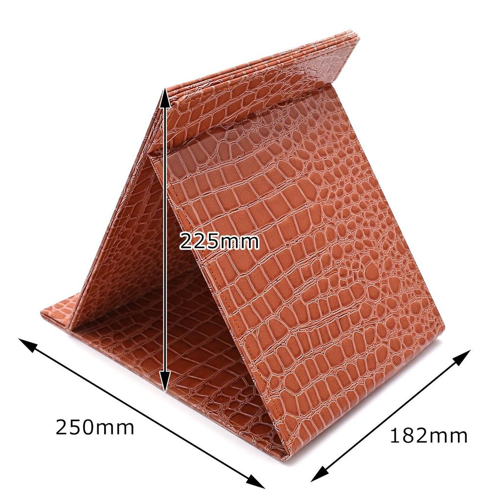 Nakira Großer Faltbarer Tragbarer Spiegel mit Krokodilmuster Emaille-Optik (Braun)
