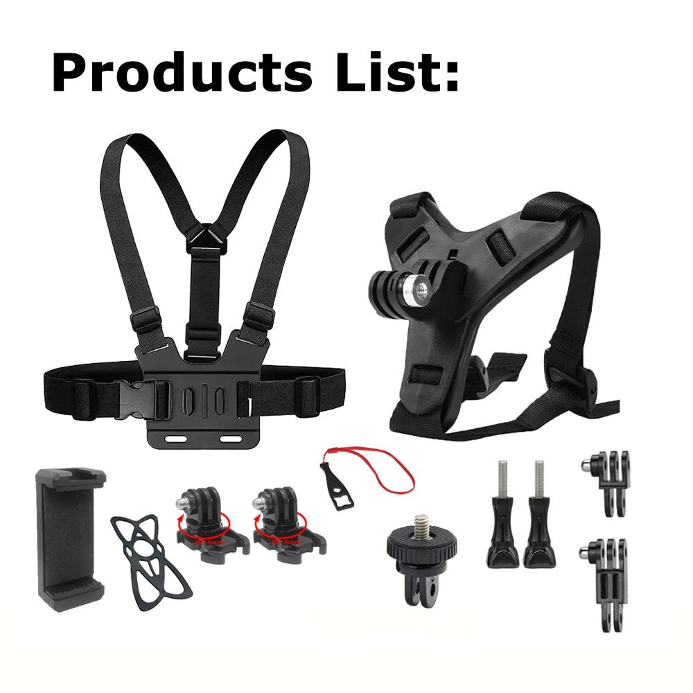 

Комплект аксессуаров для мотоциклетной груди и подбородочного ремня для шлема GoPro Hero 12 11 10 9 8 Insta360 X3 DJI Osmo Action 4 Camera Cell Phone