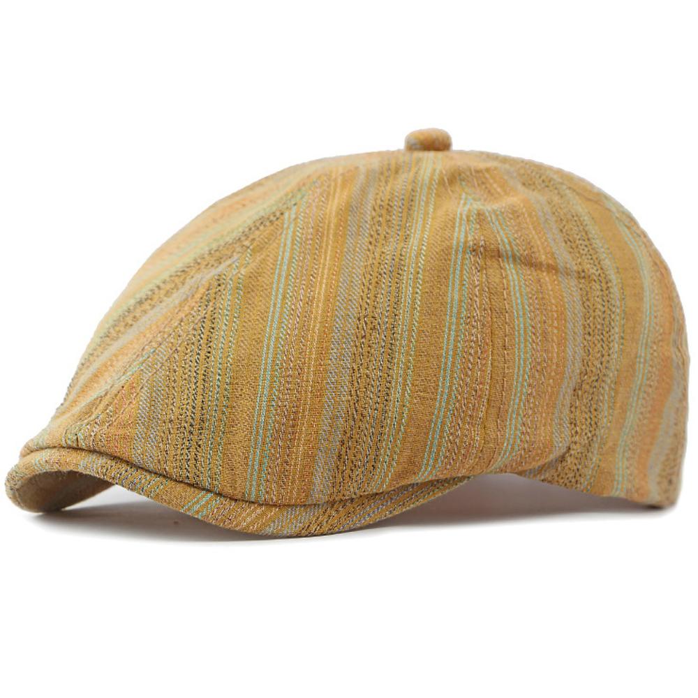 HT4808 Beret Cap Striped Artist Painter Beret Hat Spring Autumn Cap for Men Women Male Female Ivy Octagonal Flat Cap Mens Berets
