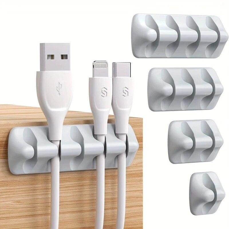5 Packs/15 Slots Cable Clips - Cord Holders - Self Adhesive Cable Management Organizer - Home, Office,  Desk Accessories