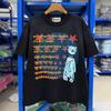 Hip Hop Star Bear Print Unisex T Shirt Satoshi Nakamoto Black Washed Loose Top