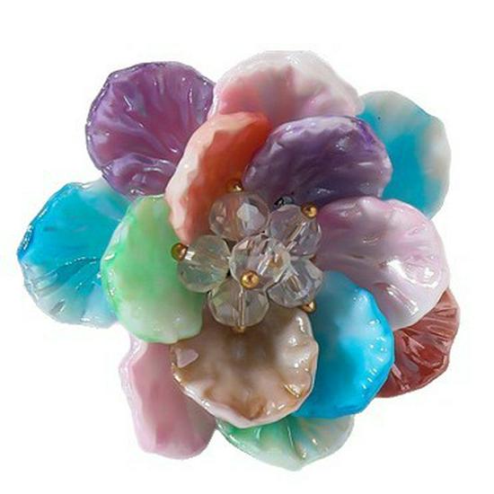 Colorful Resin Petal Flower Adjustable Ring