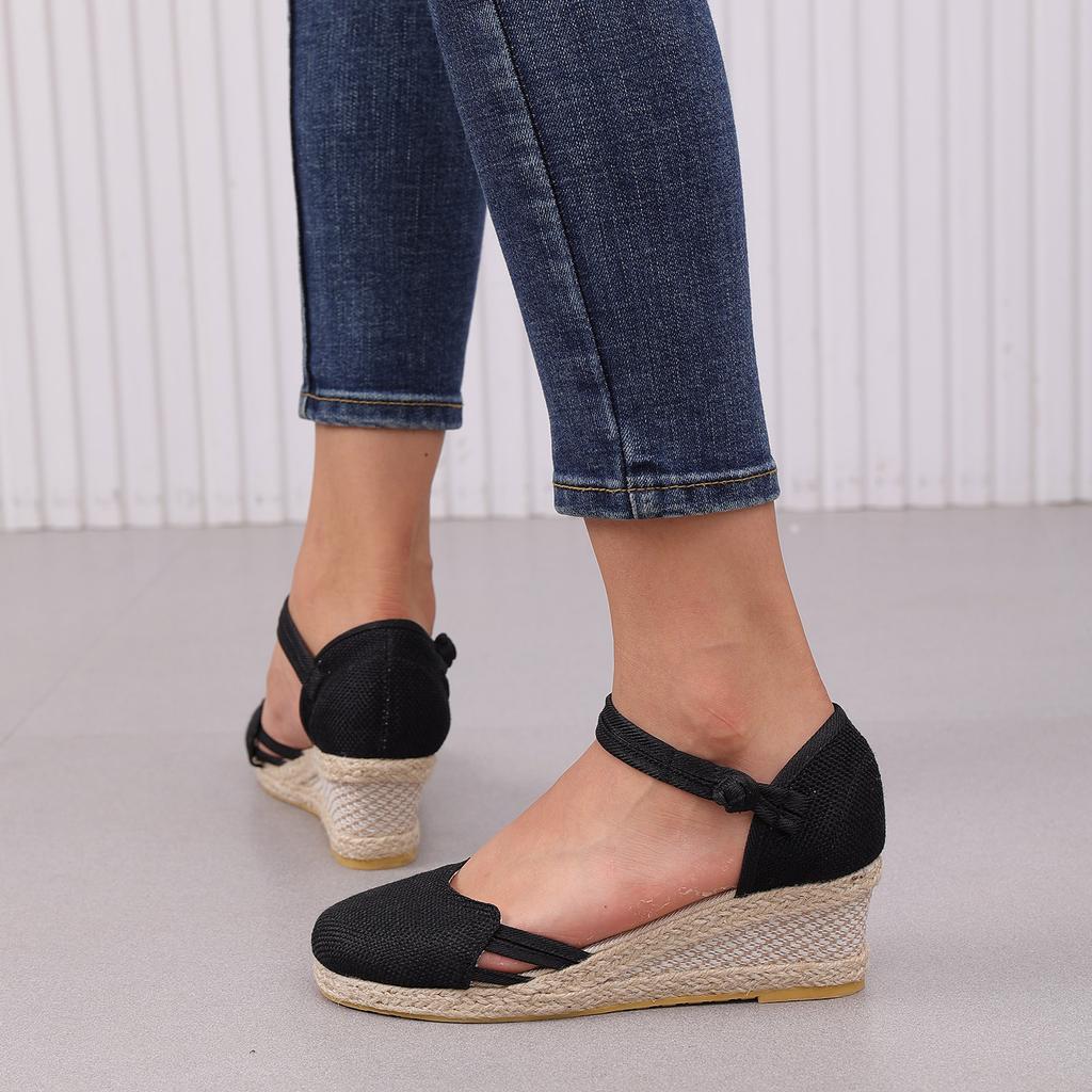 Summer New Women'S Sandals Breathable And Lightweight Solid Color Linen Pointed Toe Slip Sandal Outdoor Wear Sandalias Mujer