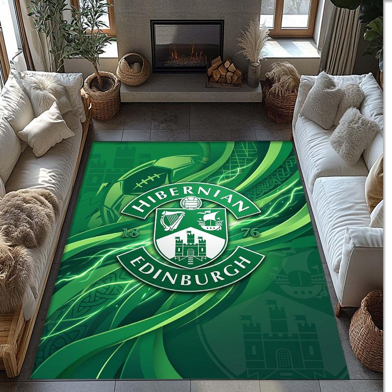 Hibernian FC Fußballmuster Weicher Teppich Rutschfeste Indoor-Bodenmatte Sportdekorationsmatte für Schlafzimmer